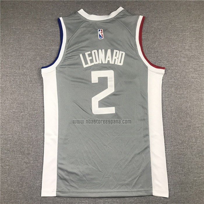 Camiseta Los Angeles Clippers Kawhi Leonard NO 2 Earned 2020-21 Gris